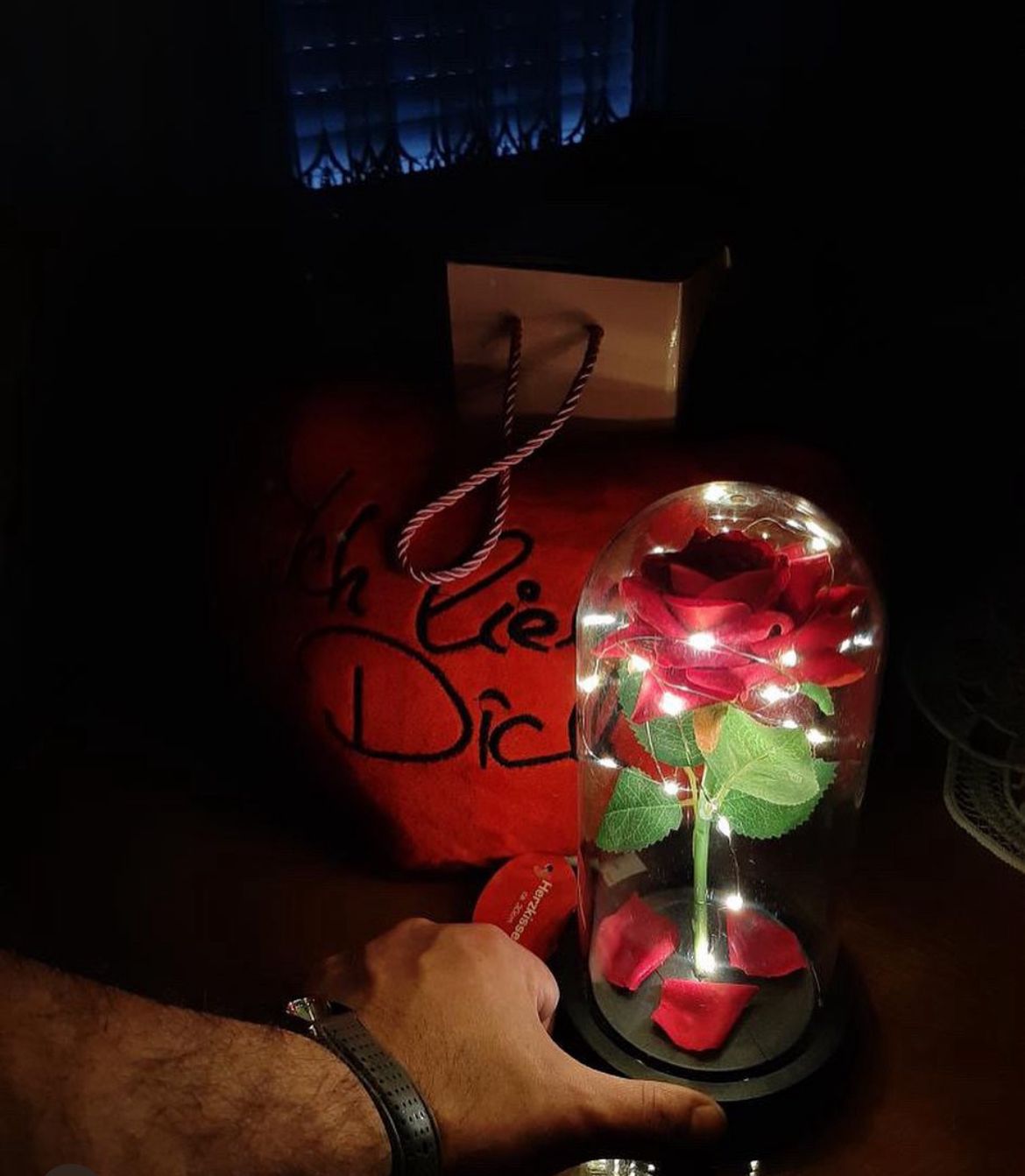 Večna crvena ruža u staklenoj kupoli sa LED svetlima, luksuzni romantični poklon za Dan zaljubljenih i godišnjicu, Laki Ley shop Srbija